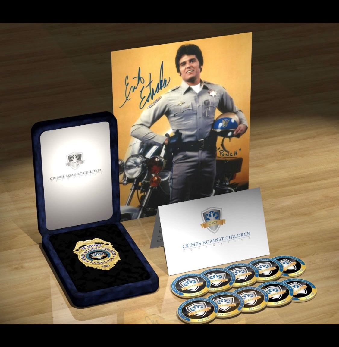 CACF Coins, badge, and signed autograph